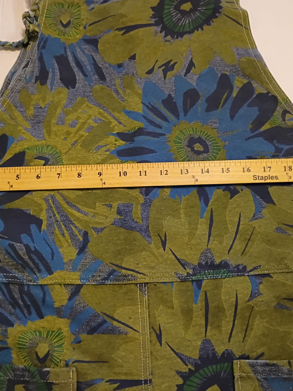 Olive Green & Blue Floral Braided-Strap Overalls Jumpsuit - Picture 3 of 11